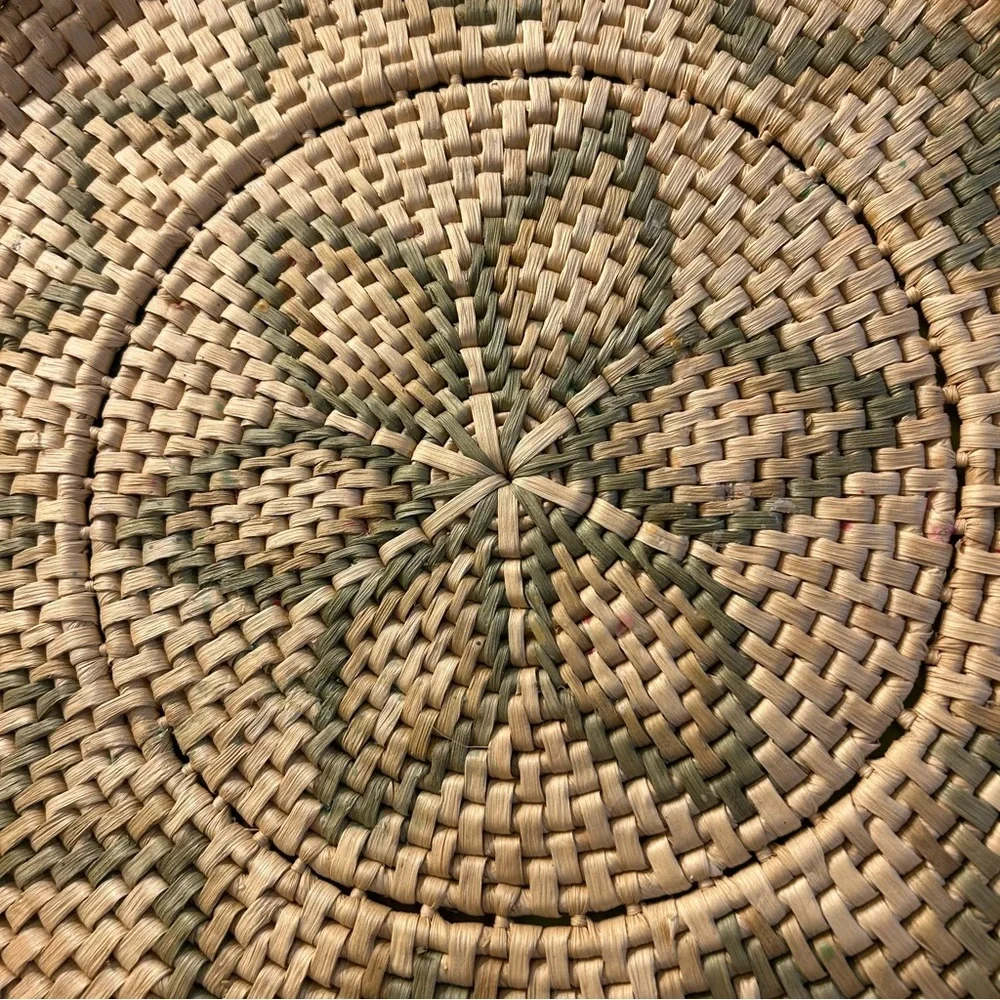 Handwoven Grass Basket Tray Natural Colors Beach Wall Table Decor
